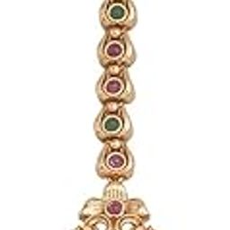 Fashion Jewellery Ruby-Green Gold Plated Ethnic Antique Tikka - 409685-34