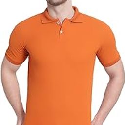 Men's Poly Cotton Tshirt with Solid Regular Fit Classic Collar Button Down Half Sleeve | Tshirt Cotton Men-image-60