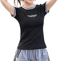 Women's Swimsuit, Body Cover, 2-Piece Set, Tankini, Separate, Sporty Swimsuit, Fitness, Short Sleeve, Rash Guard, Amphibious, Padded, Wireless, Top and Bottom Set, Shorts, Sports Style,-image-24