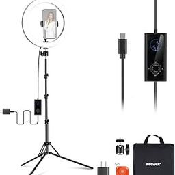 NEEWER 12" 24W High Power LED Phone Ring Light with 71" Stand, Bi Color 2900K-7000K, USB Type-C PD Input, CRI97+ 1810lux/0.5m 12 Scenes for Live Streaming Zoom TikTok, RH12B-image-64