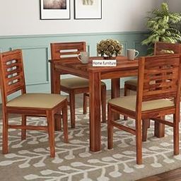 Home furniture Wooden Dining Table Set 4 Seater | Four Seater Dinning Table with 4 Chairs for Home and Restaurants | Dining Room Sets for Home and Restaurants | Dining Set | Natural Teak Finish-image-49