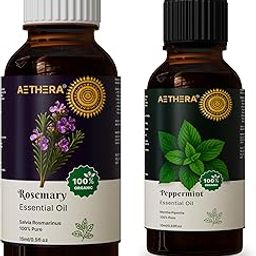 Aethera 100% Pure Farm‑Sourced Rosemary & Peppermint Oil Set – 15 ml Rosemary + 10 ml Peppermint for Hair Growth & Scalp Health-image-1