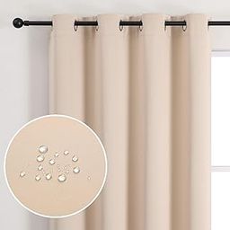 FLYFUN Outdoor Curtains for Patio Waterproof - Weatherproof Porch & Gazebo Curtains, Grommet Top and Tab Bottom Drape,1 Panel, 52" W x 84" L, Beige-image-49