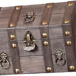 My Sutra Pirate Treasure Chest with Lock Trinket Box Unique Handmade Storage Box Gray|Trunks & Chests-image-48