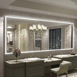 BUNGALOW MERCER Full-Length Bathroom Mirror with 3-Color LED Lights, Dimmable, Defogger & Memory Function – Vanity Mirror for Modern Homes .(63x22 inches)-image-44