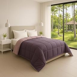 Trenton Comforter Double Bed | 220 GSM | Quilt AC Blanket for Double Size Bed | Reversible Super Soft Microfiber Blanket | 100x90 Inches - Purple & Peach-image-14
