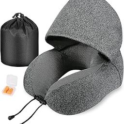 BLURISM Pillow for Travel Memory Foam, Hooded Travel Pillow, Comfortable Neck Support Pillow with Hoodie for Plane Cars Trains Office, Flight Travel Cushion for Sleeping-image-71