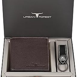 Rakhi Gift Hamper for Brother - Classic Brown Men's Leather Wallet, Black Keyring and Rakhi Combo Gift Set for Brother - 4560-34