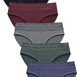 Cotton Panties for Women Bikini Underwear Hipster Underpants Lace Briefs Pack-image-65