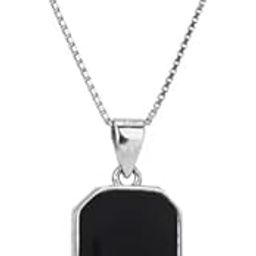 lloy Dog Tag Necklace Black Pendan | 2mm Width Box Chain, 24 inch Length | Fashion Jewelry for Men and Women (Gold, Black & Grey)-image-2