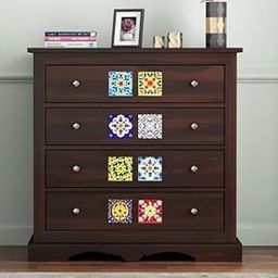 RATANDHARA FURNITURE Solid Sheesham Wood Chest of Drawers with 4 Drawers - Multipurpose Cabinet with Rich Finish (Walnut Finish)-13