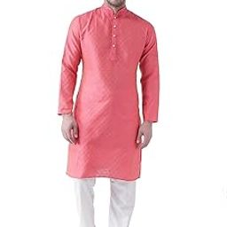 Knee Length Solid Silk Kurta & Pyjama for Men | Textured Jacquard | Long Sleeve | Ethnic Wear for Men | Party and Weeding wear Kurta Set-image-27