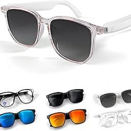 Wireless Bluetooth Sunglasses for Men Women Polarized, Smart Sunglasses Headphones Bluetooth Audio Glasses with Speakers, White-image-37