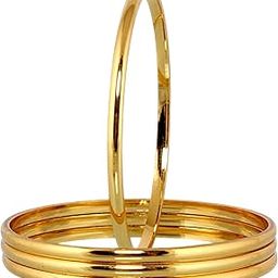 18k One Gram Gold Plated Traditional Designer Bangle 2 Pair Plain Bangles Kada Set-Pack of 4 For Women & Girls (211-J1BG-458-4-Parent)-image-1
