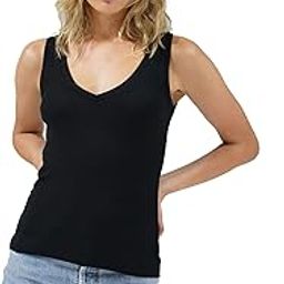 V Neck Sleeveless 100% Cotton Rib Tank Top-image-72