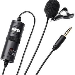 Boya ByM1 Auxiliary Omnidirectional Lavalier Condenser Microphone with 20ft Audio Cable (Black)-0