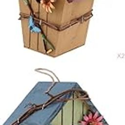 CALANDIS™ 4 PCS Country Cottages Wood Bird House Hanging Birdhouse Condo Garden Decors | Birdhouses | Bird & Wildlife Accessories | Yard, Garden & Outdoor Living-image-13