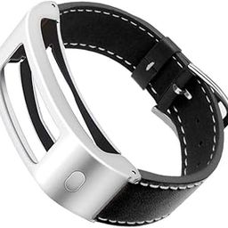 DuiGong Compatible with Garmin Vivofit 1/2 Bands Replacement, Leather Strap with Silver Stainless Steel Hardware - S/M & M/L (Black)-15