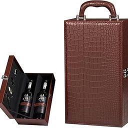 HASTHIP® Wine Box,Leatherette Gift Boxes for 2 Bottles,Wedding Anniversary Travel Restaurant Party Gifts for Wine Lovers Storage Box Home Bar Collection-image-36