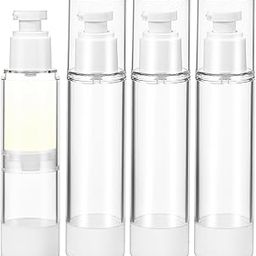 JAMBUVANTI 50ML Airless Lotion Pump Bottle, Transparent Airless Cosmetic Cream Pump, Transparent Plastic Travel Size Pump Bottle, Refillable Travel Lotion Dispenser Bottle (1)-54