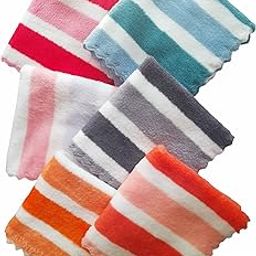 Soft Fur Strip and cut work Towel Multicolored Hankies for Kids, Children (Pack of 6)-25