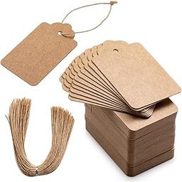 KREEPO 100pcs Premium Gift Tags, Double-Sided Available Kraft Paper Price Tags with 100 Root Natural Jute Twine, Craft Tags Labels Treats Tags for Wedding Christmas Day Thanksgiving (KR-100)-picture-30