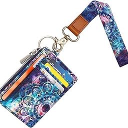 WAVEYU Lanyard with Cute ID Card Holder, Silky Strap Neck Lanyard, with Clip Clasp and Charm Hard Card Case, Lanyard for Keys for Women, Mandala-image-7