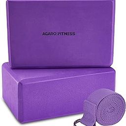 AGARO YB1921 High Density EVA Yoga Block Brick Set of 2 With Belt, Improves Strength Aid Balance and Flexibility, Light weight, Odour Free, purple-image-94