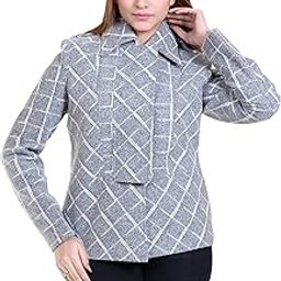 Women Check Print Designer Short Coat with Stylish Flap-image-38