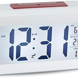GERAT Kabel Digital Clock with Alarm for Students, Home, Office, and Bedroom | Multiple Alarms with a Snooze Function | Temperature, Day and Month Indicator, Light Sensor for Night Vision, White/Red-image-85
