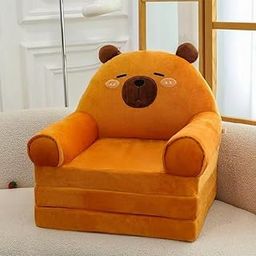 richtots Premium Kids Foldable Sofa Bed,TeddyChair for Toddlers 1-3, Teddy Cartoon Shape,Baby Sofa Bed Foldable Out Couch for Bedroom (Brown)-12