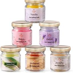 Luxe Scented Candle Jar Set of 6 | Aromatherapy Candles in Glass Jars - Rose, Jasmine, Sandalwood, Lemongrass, Lavender, Vanilla | Gift Pack for Home, Office, Spa, Relaxation & Décor-17