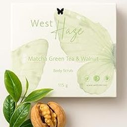 West Haze Matcha Green Tea and Walnut Body Scrub | Body Scrub | Deep Exfoliation | Detoxifies & fights free radicals,Brightens & evens skin tone, Hydration and nourishment | All Skin Types-115g-image-51