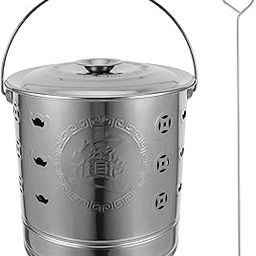 YARNOW 1 Set Stainless Steel Incinerator Pit Bucket Garden Incinerator Can Bins with Lids Composting Stainless Worship Furnace Fire Bins for The Garden Burn Cage Torch-picture-0