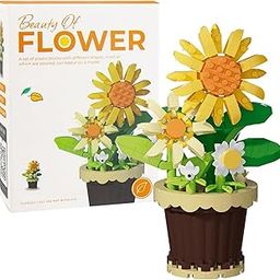 Building Blocks and Toys, Flower Bouquet,Botanical Flower Building Blocks Home and Office Decoration Creative Model Kit- Assemble Custom Bloom Designs - Reusable Components for Creative Play and Decor-image-27