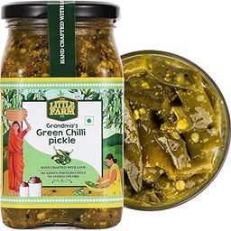 THE LITTLE FARM CO Green Chilli Pickle - Hari Mirch ka Achar | Less Oil Mustard Base Homemade Chilli Pickles Chopped | No Added Preservatives, No Artificial Flavours | Traditional Recipe, 400g-image-19