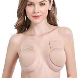 Women’s Reusable Cotton Nipple Covers for Invisible Or Comfortable and Sweat Resistant (Cream)-image-43