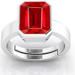 10.25 Ratti / 9.00 Carat Ruby (Manik/Manikya/Maneek) Gemstone Panchdhatu White Silver Plated Ring for Astrological Purpose (Lab - Teseted)-image-42