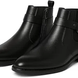 kraasa THE HARNESS – Men’s stylish vegan Leather Chelsea Boots with Side Zipper & O-ring Strap Elastic Panel Ankle Boot (Tan/Black/Brown)-picture-45