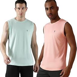 Men's Micro Polyester High-Performance Slim Fit Sleeveless Round Neck Combo T-Shirt for Gym Sports Wear-image-61