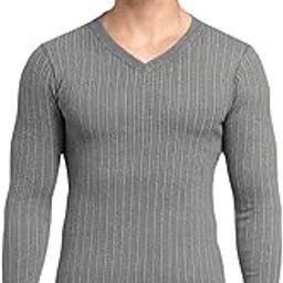 lux cozi HEATEK Charcoal Melange V Neck Full Sleeves Thermal Top for Men |Style 333 |Ultra Soft, Extra Warm | Pack of 1-picture-15