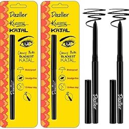 Dazller Kreamy Kajal - Pack of 2, Blackest Black, 15 Hour Stay, Water-Resistant, Smudge-Proof, Creamy Matte Finish-36