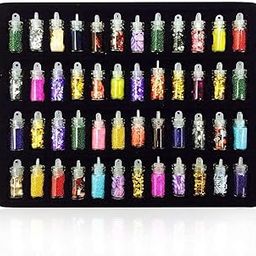 NAILWIND 48 in 1 Set of 3D Nail Art Glitter Bottle Acrylic Rhinestone Decoration Kit, 3D Nail Art,3D Glitter Set of Nail Nail Art Tool for Nail Decoration Multicolour - Set of 48 Bottles-13
