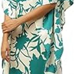 Red & White Maxi Printed Kaftan Style Nightdress-image-2