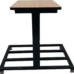 Office Home Double Inverter-Battery Trolley Stand in 1 inch Pipe with Height 24 inch with Plastic Shoe and Wooden Shelf on top (Brown)-picture-25
