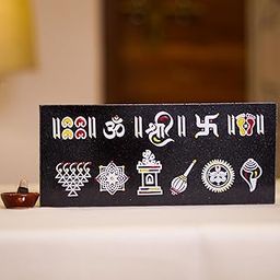 Chitrashila Chaitrangan Rangoli on Granite Tiles with Tulsi Vrindavan 9x4 inch, Traditional Printed Vastu Items, Swastik, Om, Tulsi, Shankh for Home Decor, Pooja Mandir, Door Entrance| Low Maintenance-image-10