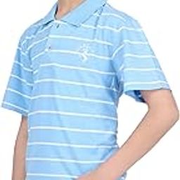 Boy's Striped Pure Cotton Half Sleeve Polo Neck Regular Fit T-Shirt for Kids Boys-31