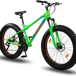 Vaux Joggers Fat Bike Cycle for Men with 21 Speed Gear & Aluminum Alloy Frame, Big Tyre Cycle for Boys 15 Years with 26x4.0inch Tyres, Lockout Front Suspension Fork & Double Disc Brakes(Green)-image-10