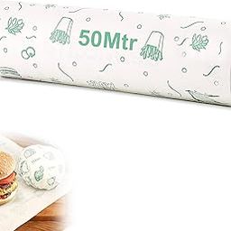 GLUN® 50 Meter Parchament Wrapping Paper Roll, Non-Stick Back Food Wrapping Paper, Roti Wrapping, Baking Non-Stick, Re-Heatable, Oven Safe Paper-2