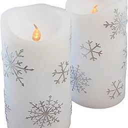 LumaBase Home Decorative Flickering LED Candles Silver Snowflake 2ct-picture-21